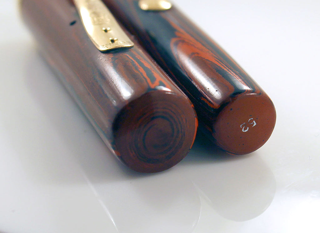 RESTORED 1920s WATERMAN'S 52 RED WOOD GRAIN FOUNTAIN PEN WITH F to BBB
