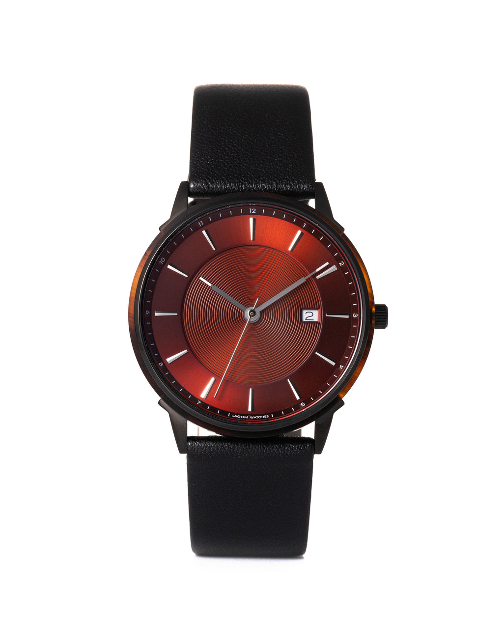 LW104-Black.MahoganyRed.GreyStitching – LAGOM Watches