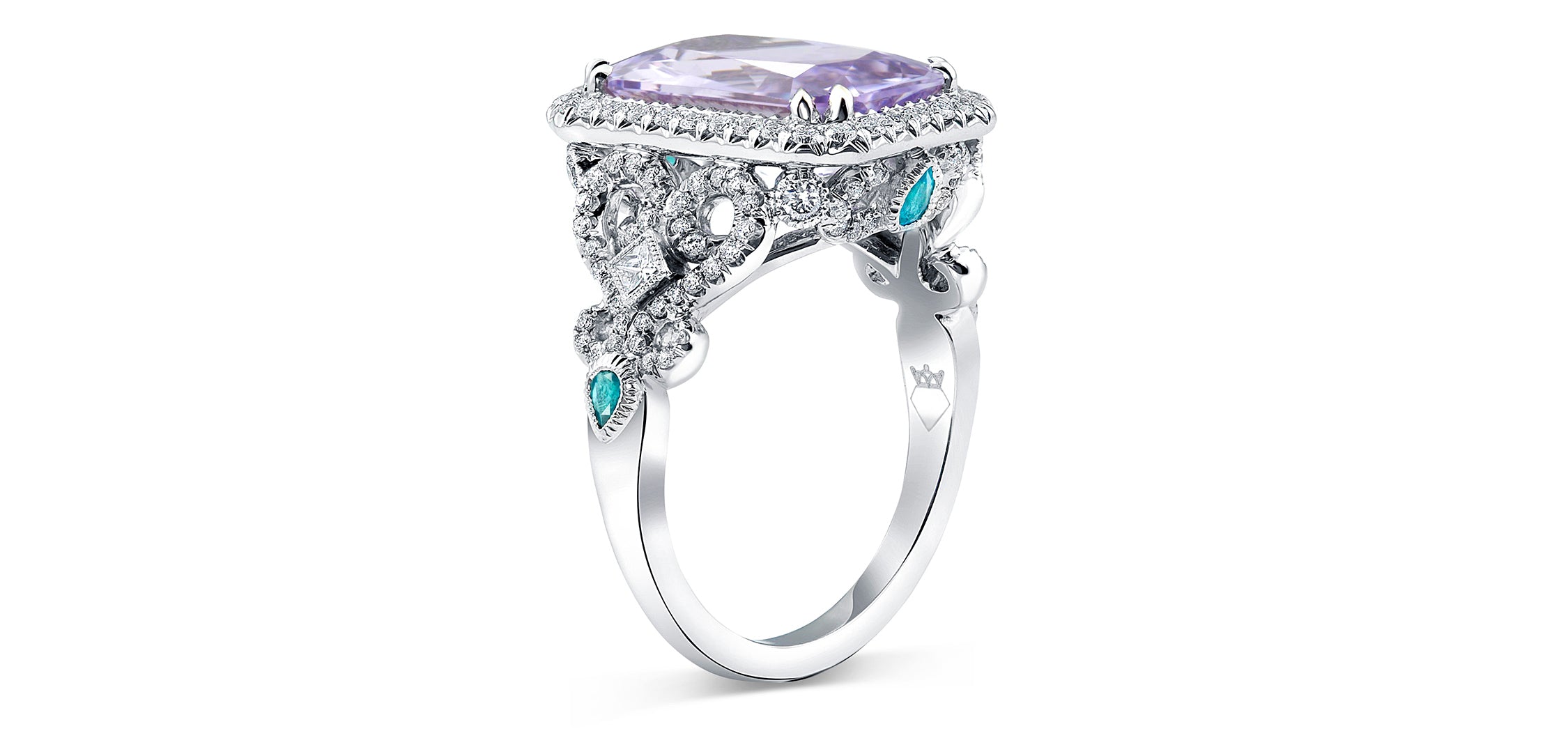 Paraiba Tourmaline Accent Stones Lavender Sapphire Emerald Cut Ring | Jewel Princess Custom Designs