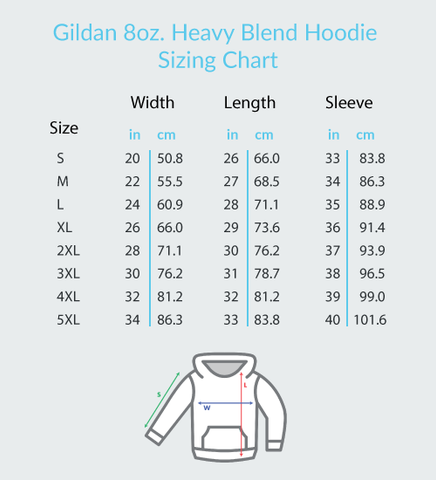 Gildan 18500 Hoodie Size Chart