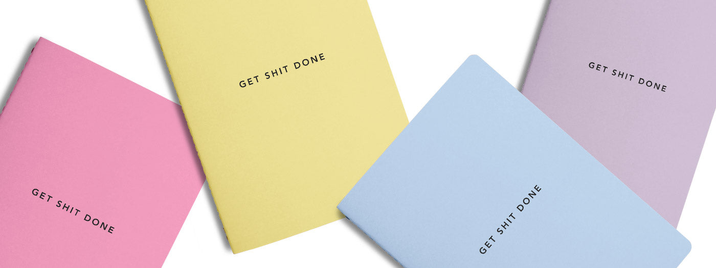 migoals 2022 get shit done minimal notebooks in 2022 new colours - lilac, hot pink, lemon yellow and sky blue