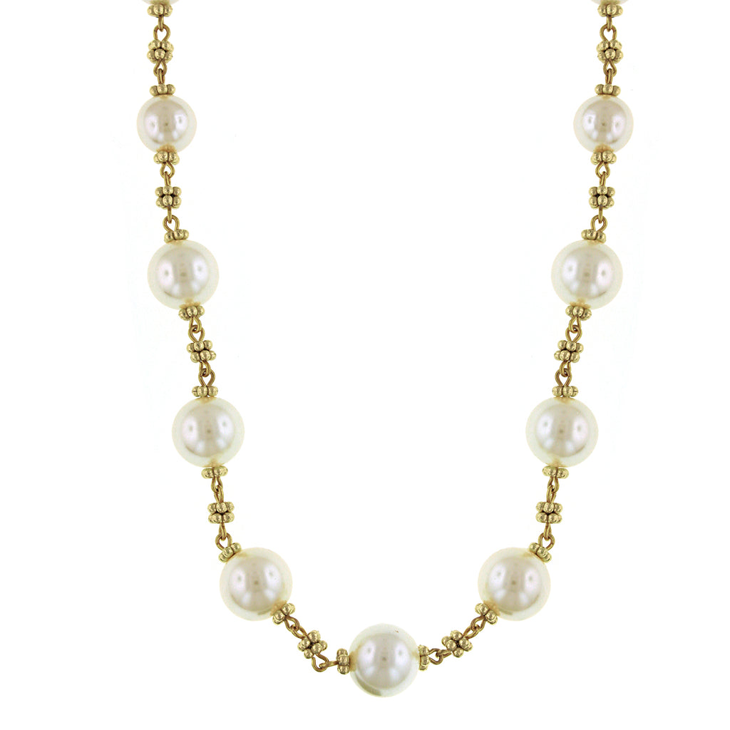 Vintage Double Strand Faux Pearl Necklace - JD10569A