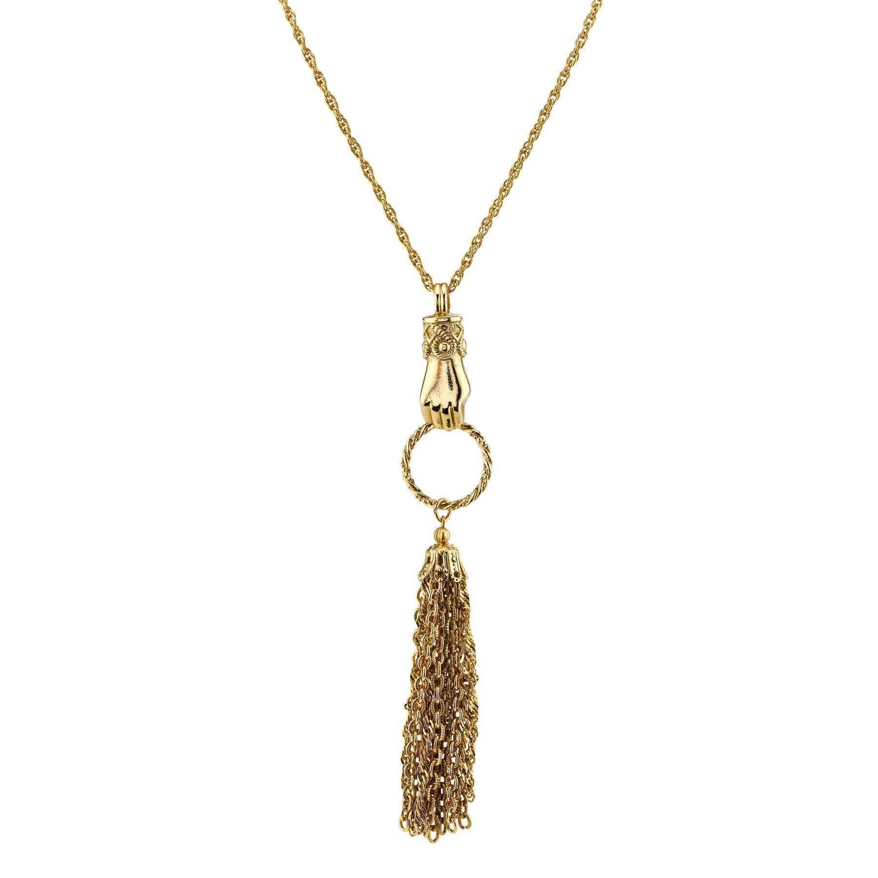 1928 Jewelry Hand And Tassel Necklace 30