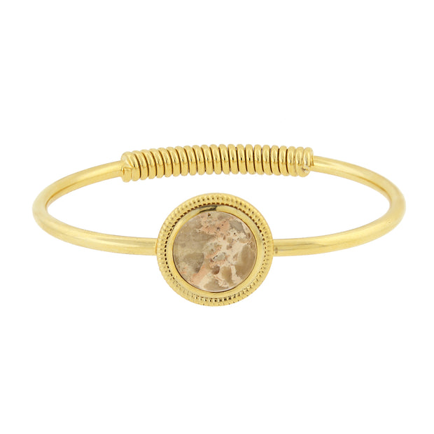 1928 Jewelry 14K Gold Dipped Gemstone Spring Hinge Bracelet