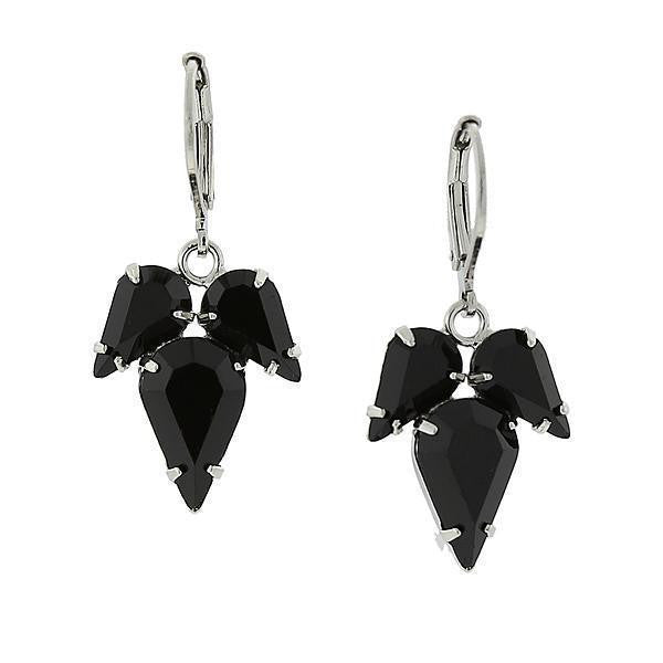 Drop Earrings Made With Black Swarovski Crystals
