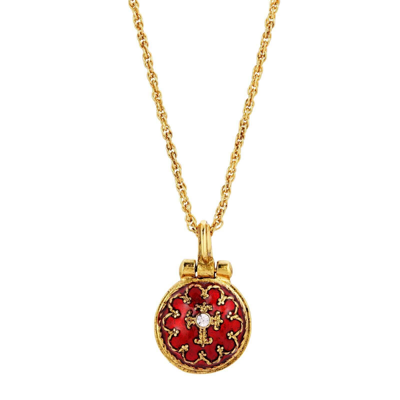 Symbols Of Faith Hand Enamel Enclosed Virgin Mary Lift Up Pendant Necklace 16" + 3" Extender - 1928 Jewelry product image