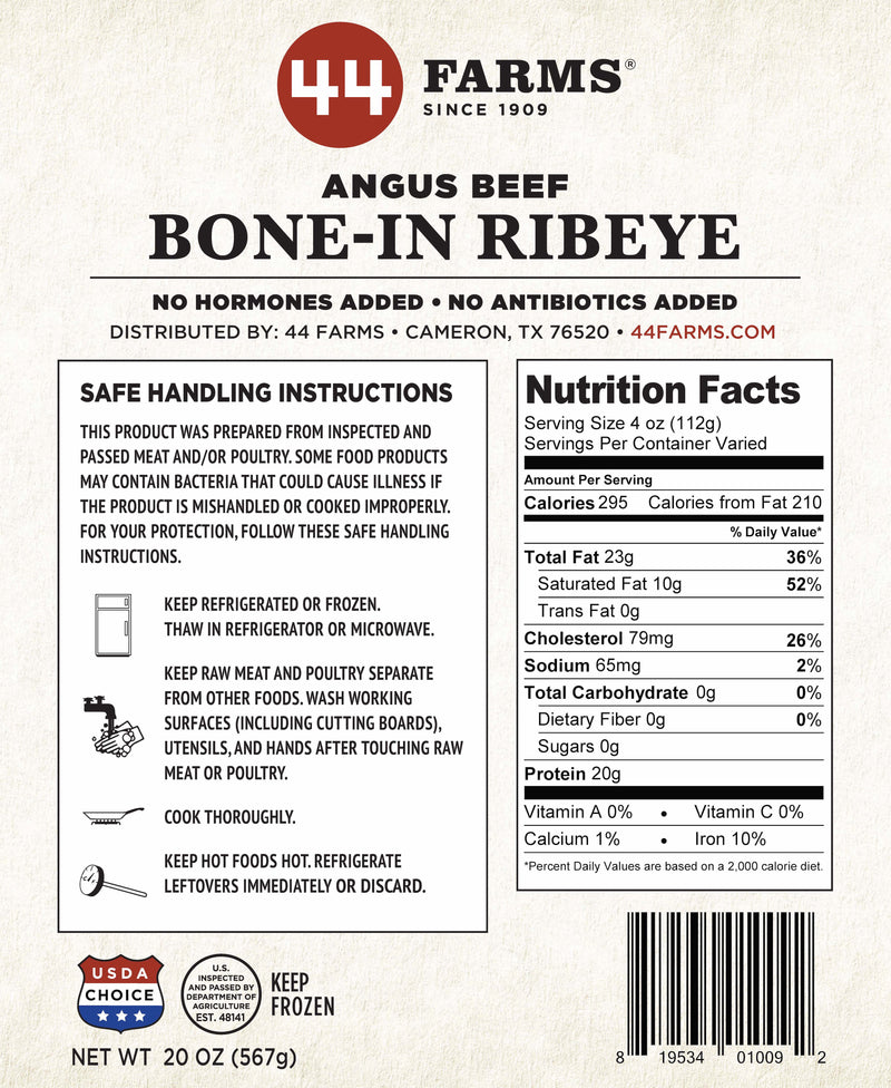 Usda Choice Bone In Ribeye Steak Texas Angus Ribeyes 44 Farms 44 Steaks 