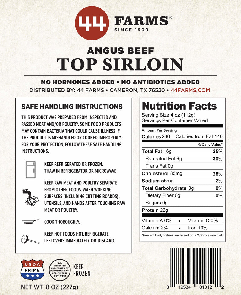 Usda Prime Top Sirloin Steak 44 Farms Quality Beef Since 1909 44 Steaks 