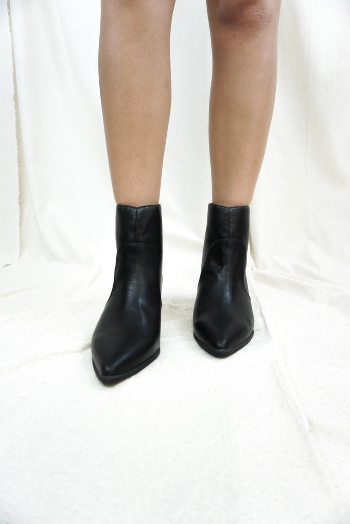 black pointed toe booties