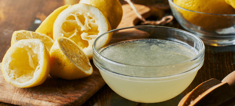 lemon juice in a bowl
