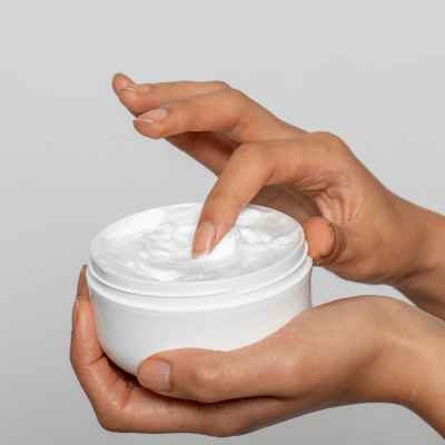 moisturizer in hand