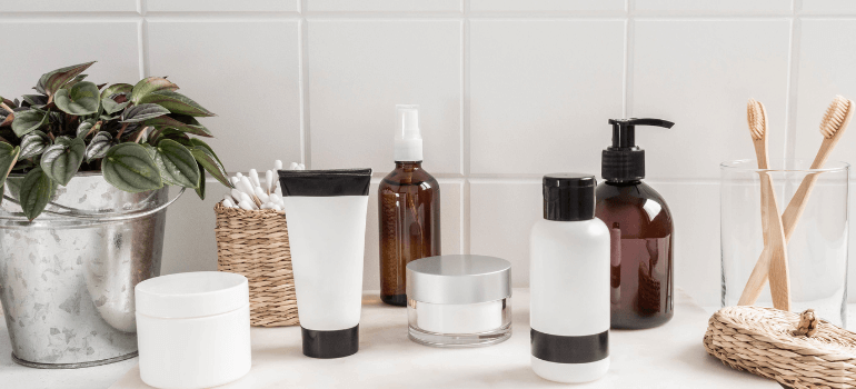 lineup of skincare products