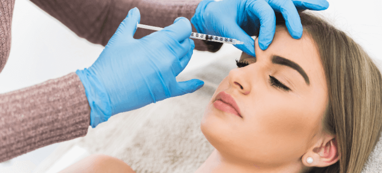 injecting fillers into forehead