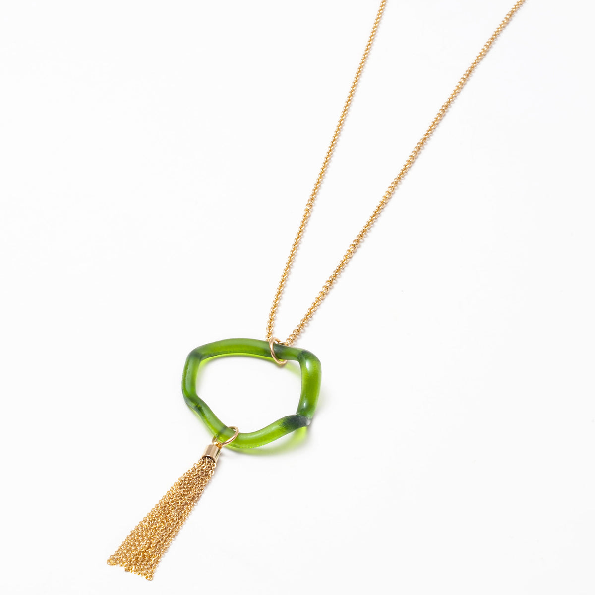 Glass Wave Long Brass Tassel Necklace by Smart Glass Jewelry | Recycled ...
