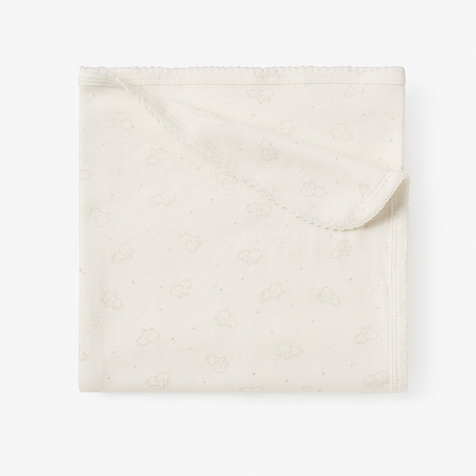 Elephant Print Cotton Layette Baby Blanket
