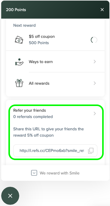 referrals bubble section