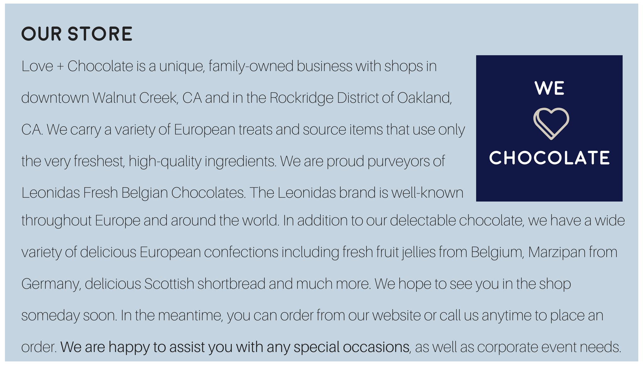 Leonidas Love + Chocolate Our Store