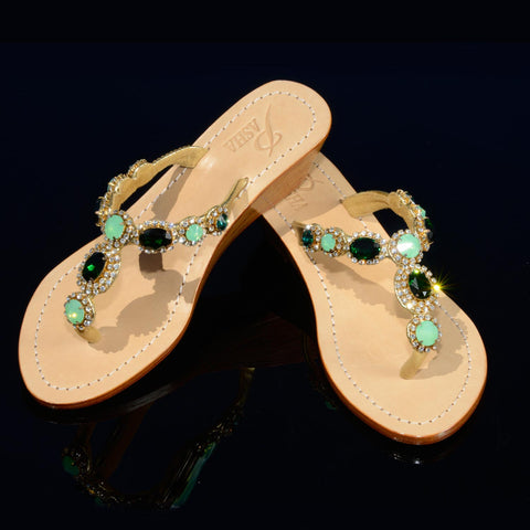 *SALE* Pasha Sao Paulo Emerald – Gorgeous Jeweled Shoes Pasha