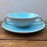 Poole Pottery Tasse à soupe et soucoupe bleu ciel et gris tourterelle
