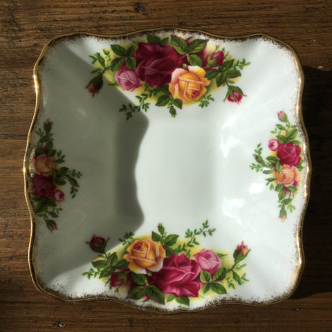 albert royal roses country old square trinket dish