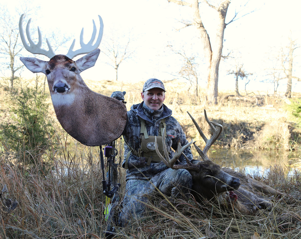 bowhunting whitetails with a bow mounted decoy