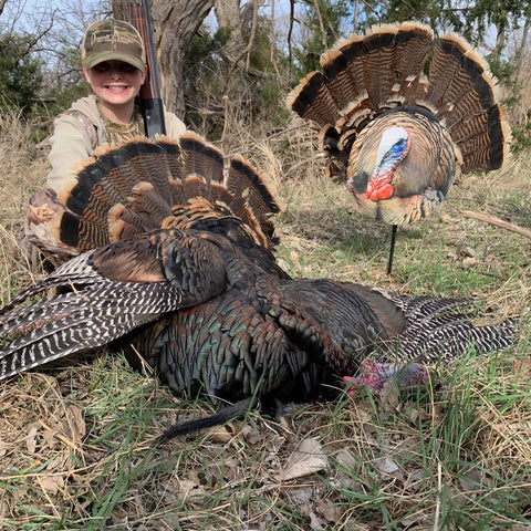 First turkey take with heads up decoy