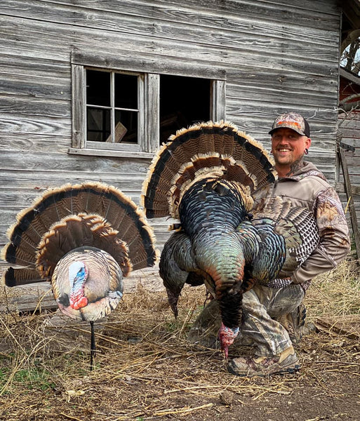 turkey harvested at 10 steps on film with heads up decoy