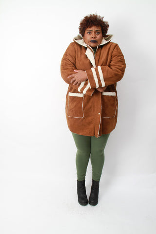 Plus Size Longline Shearling Coat