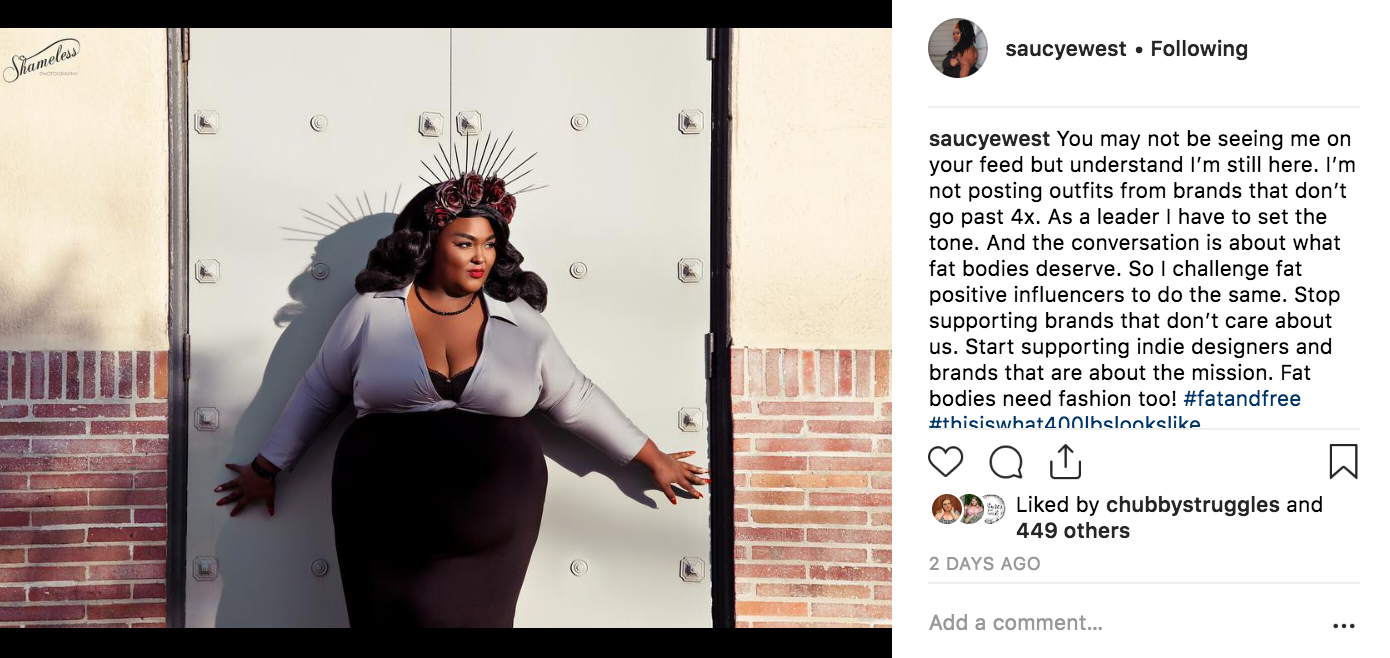 Saucye West black plus size model living in California