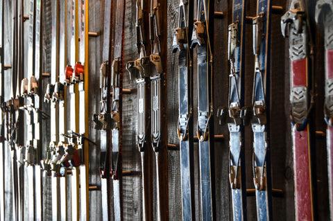 Vintage skis perfect for crafting into DIY hat racks.