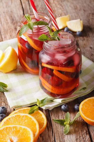 Sangria in mason jars, the perfect summer camp cocktail.