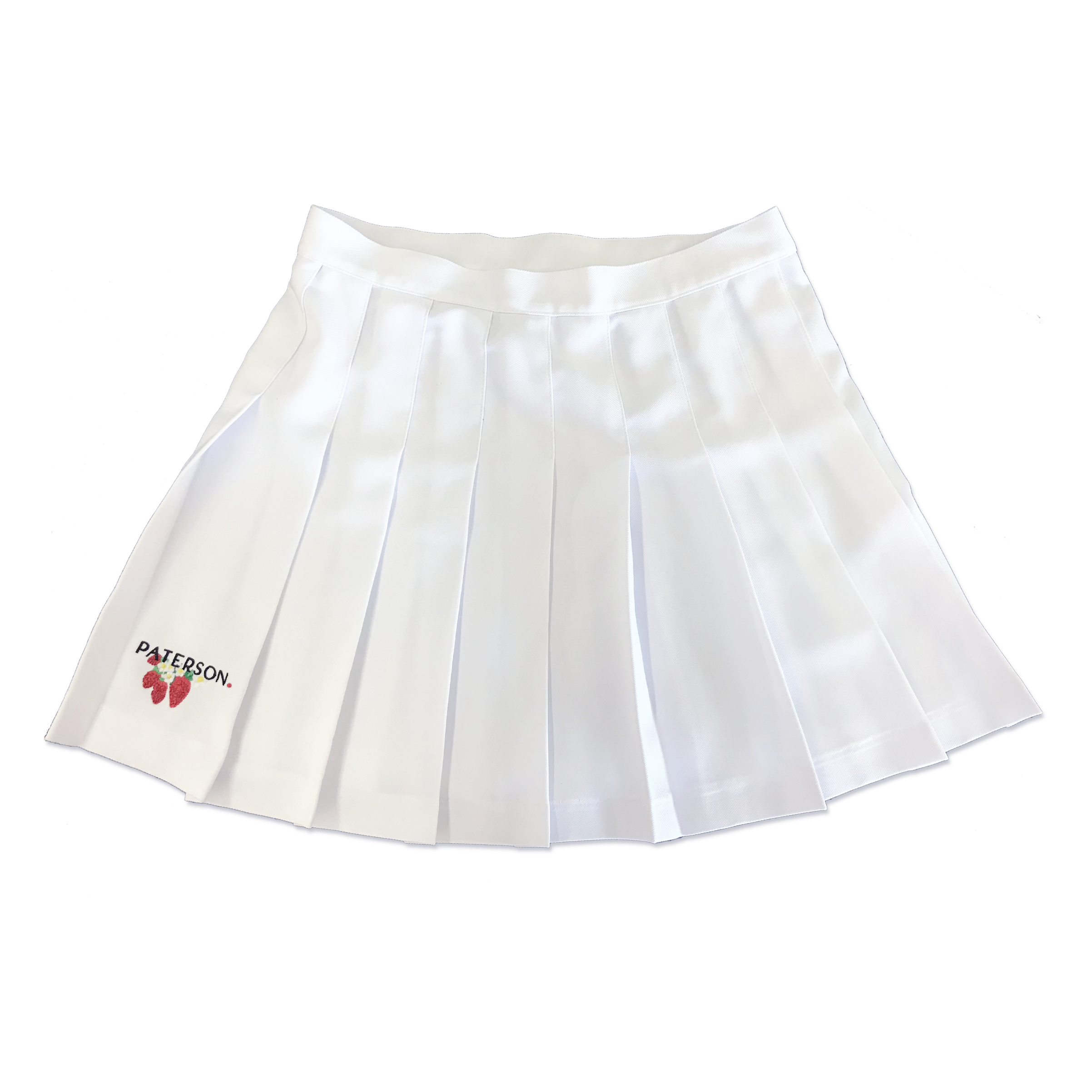 Strawberry Embroidered Tennis Skirt (White)