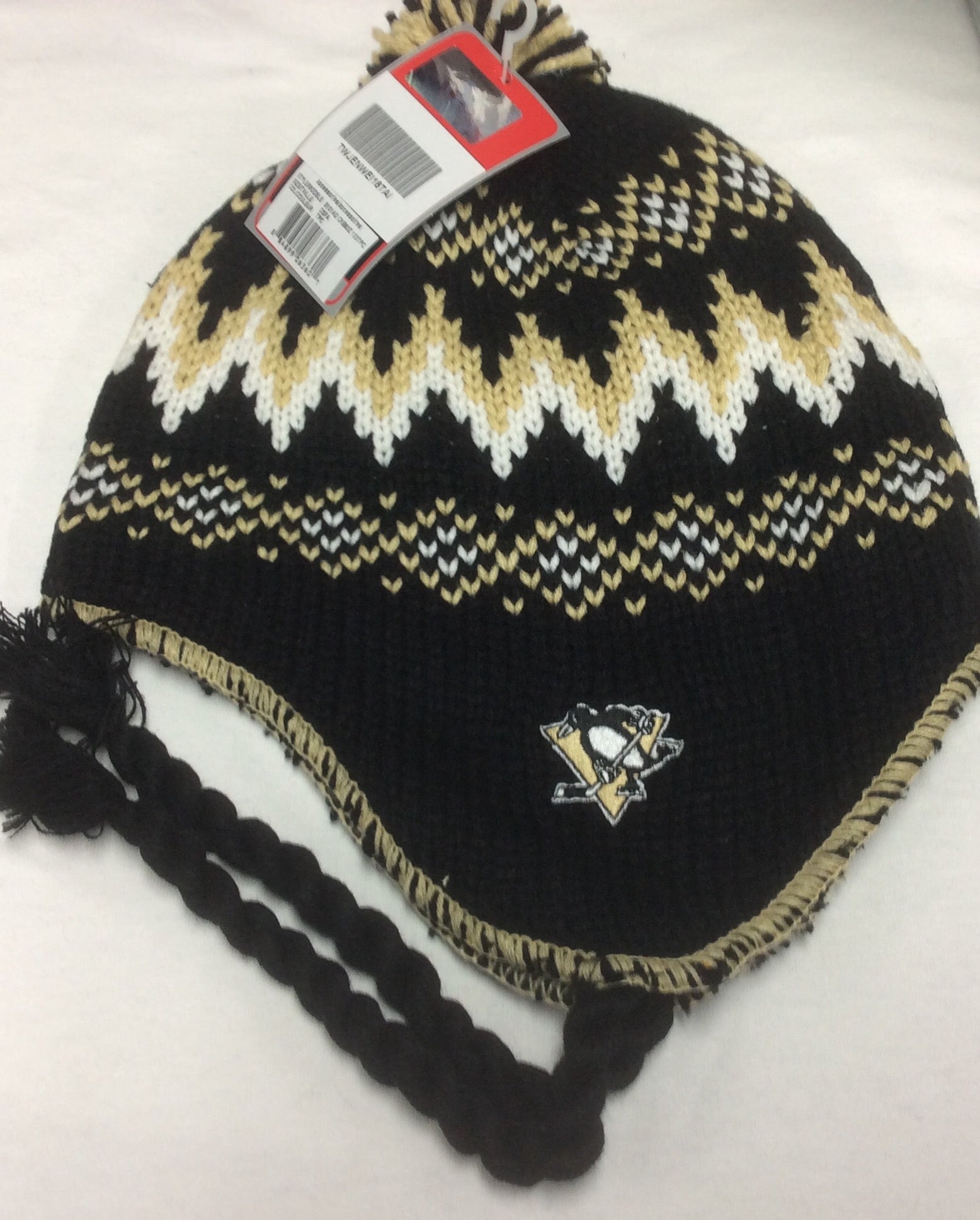 Pittsburgh Penguins Black Reebok NHL Tassle Knit Hat Hockey Jersey Outlet