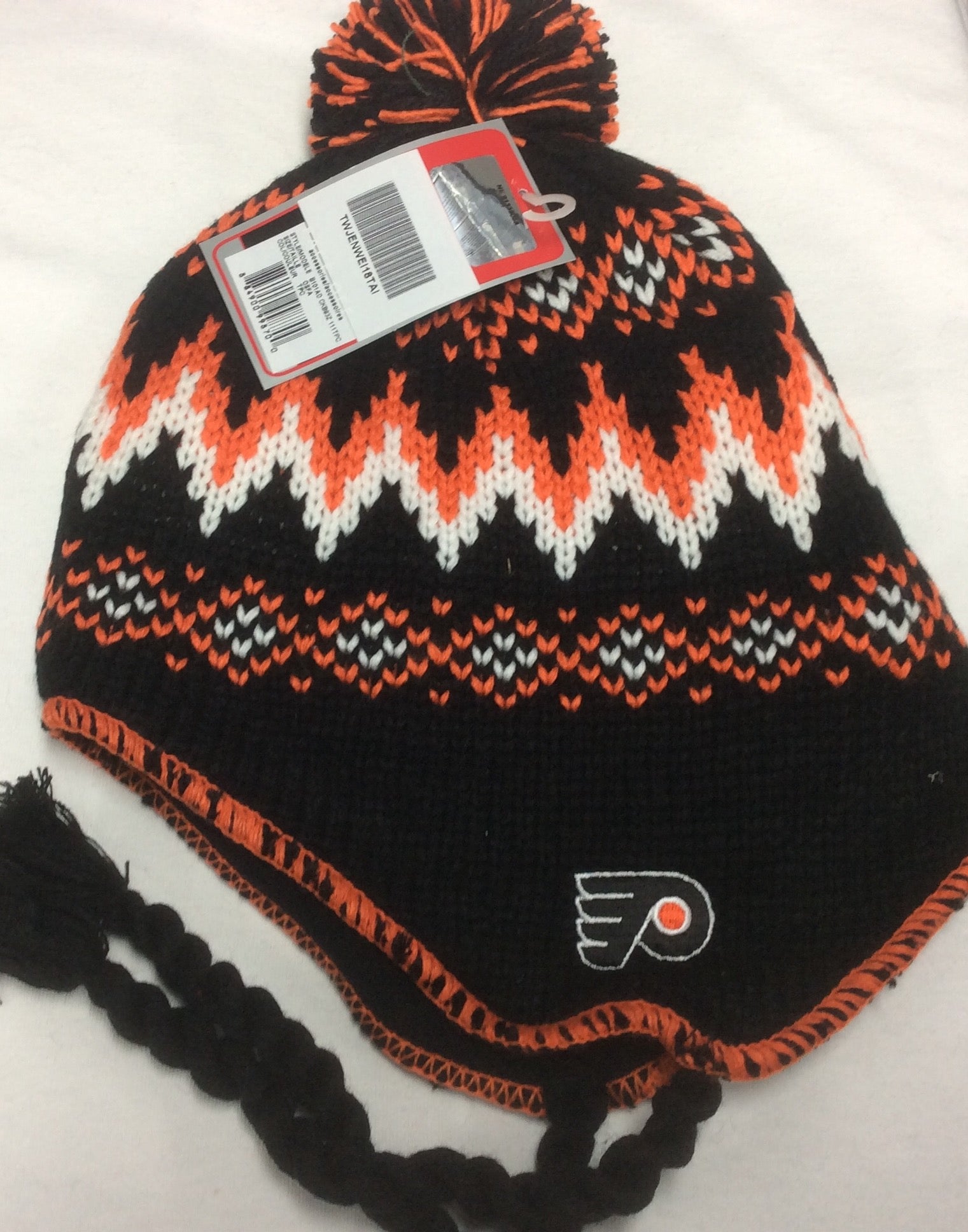 Philadelphia Flyers Black Reebok NHL Tassle Knit Hat Hockey Jersey Outlet