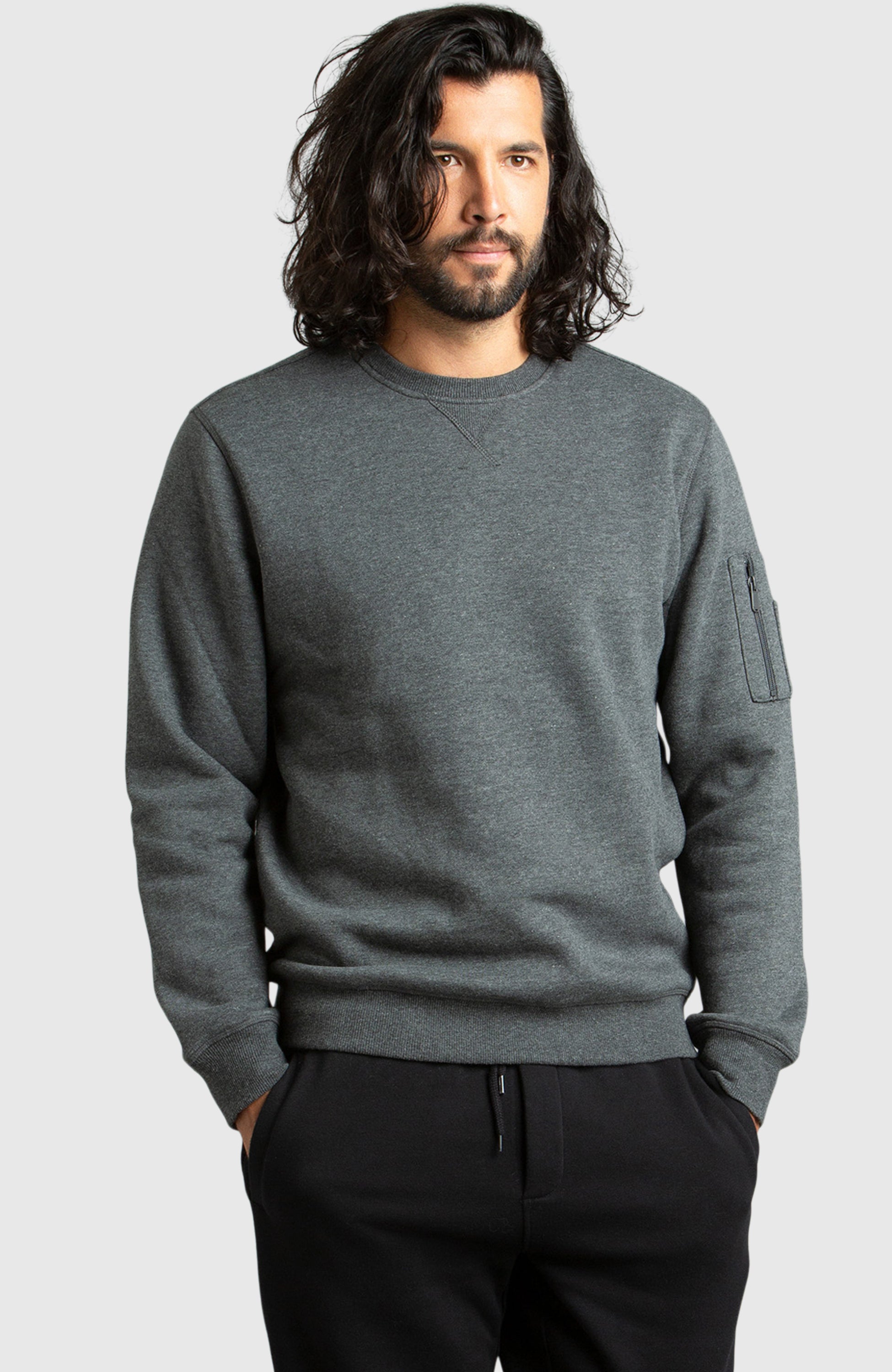 Dark Heather Grey Double-knit Sweatshirt for Men | Boston Traders