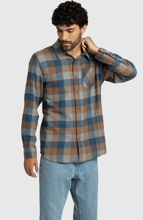 Spiced Orange Plaid Shirt for Men | Boston Traders XXL / Spiced Orange