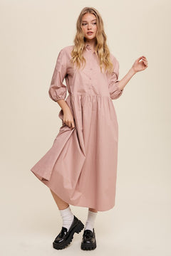 Candy Puff Sleeve Babydoll Maxi Dress