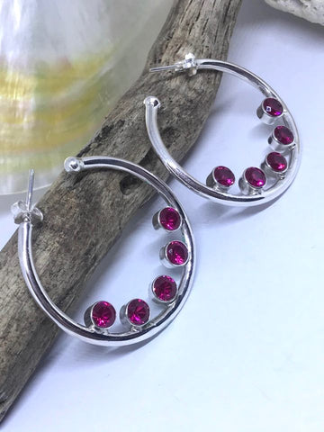 Ruby Quartz Hoops