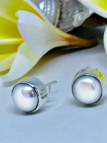 pearl studs in sterling silver gift for Mum