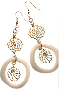 Liberte Gold & White Acrylic Earrings  (Style E122)
