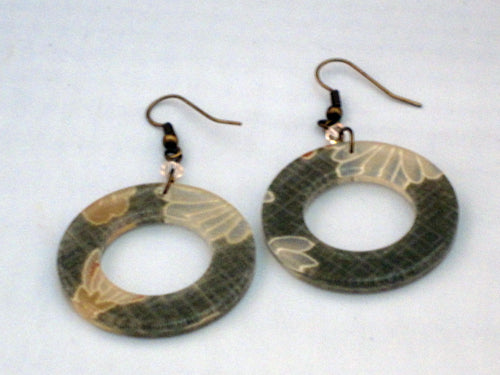 Megumi Japanese Resin Green Doughnut Earrings