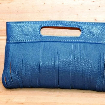 Pigeonhole Vanessa Blue Sliced Leather Clutch