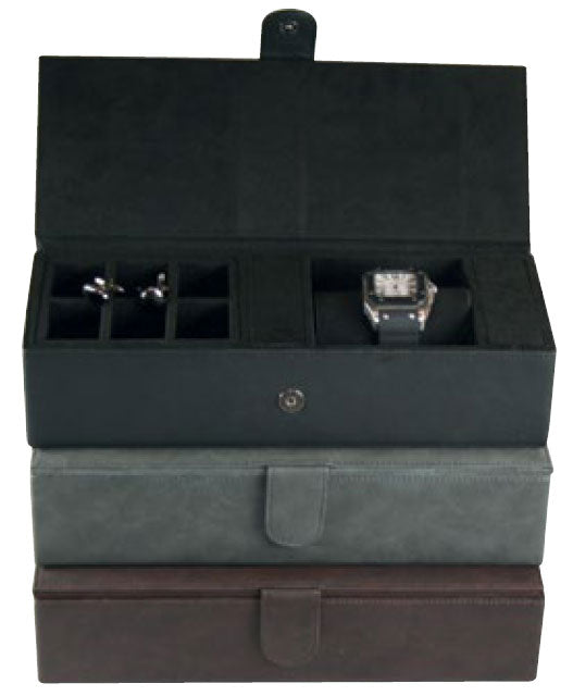 Milan Leather Cufflink & Watch Box