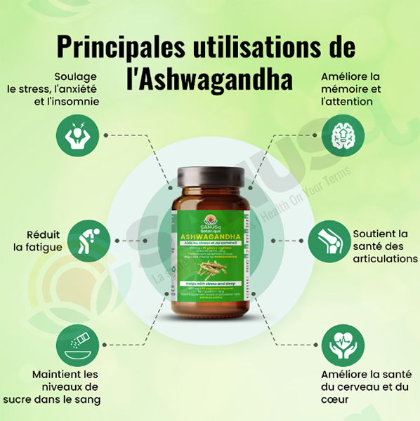 Principales utilisations du Ashwagandha