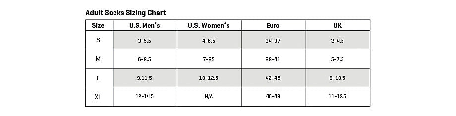 Smartwool Sock Size Chart