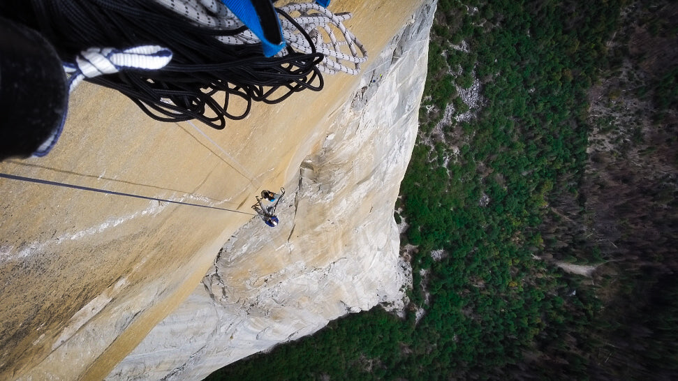 Axel Tritton and James Davidson climb the Shield on El Capitan, Yosemite