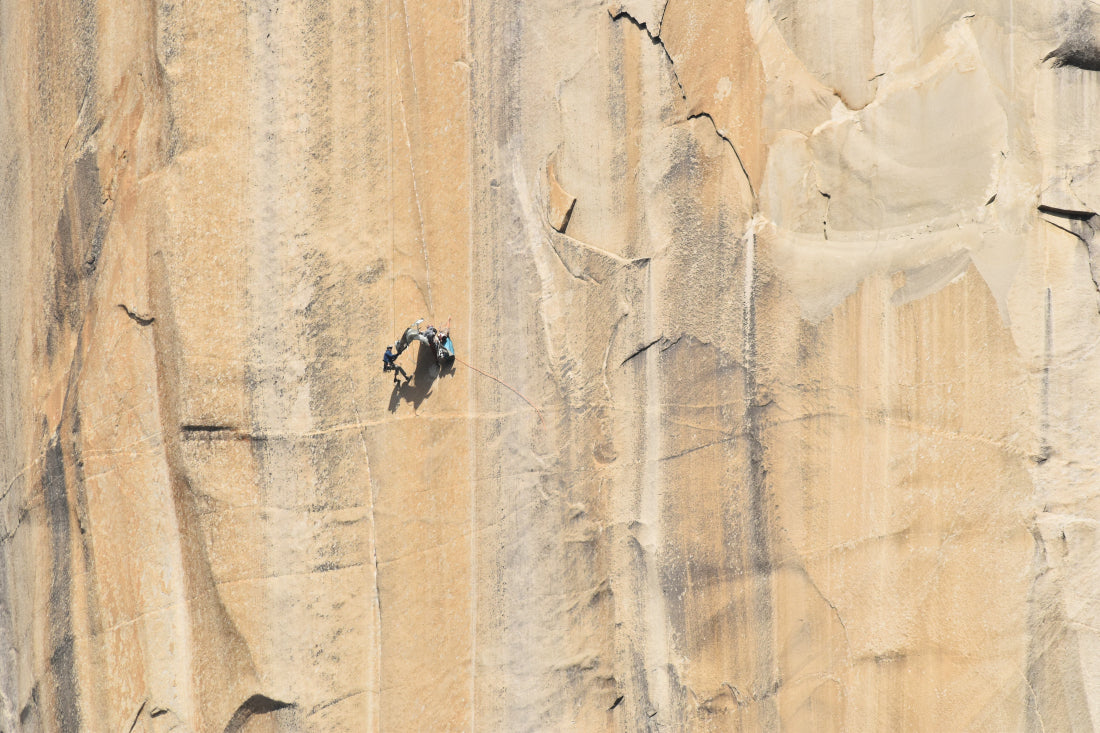 James and Axel packing up their portaledge on The Shield hanging camp, El Capitan