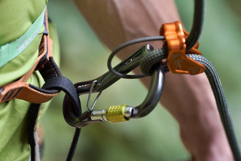 DMM Ceros Climbing Belay Carabiner with tubular belay device