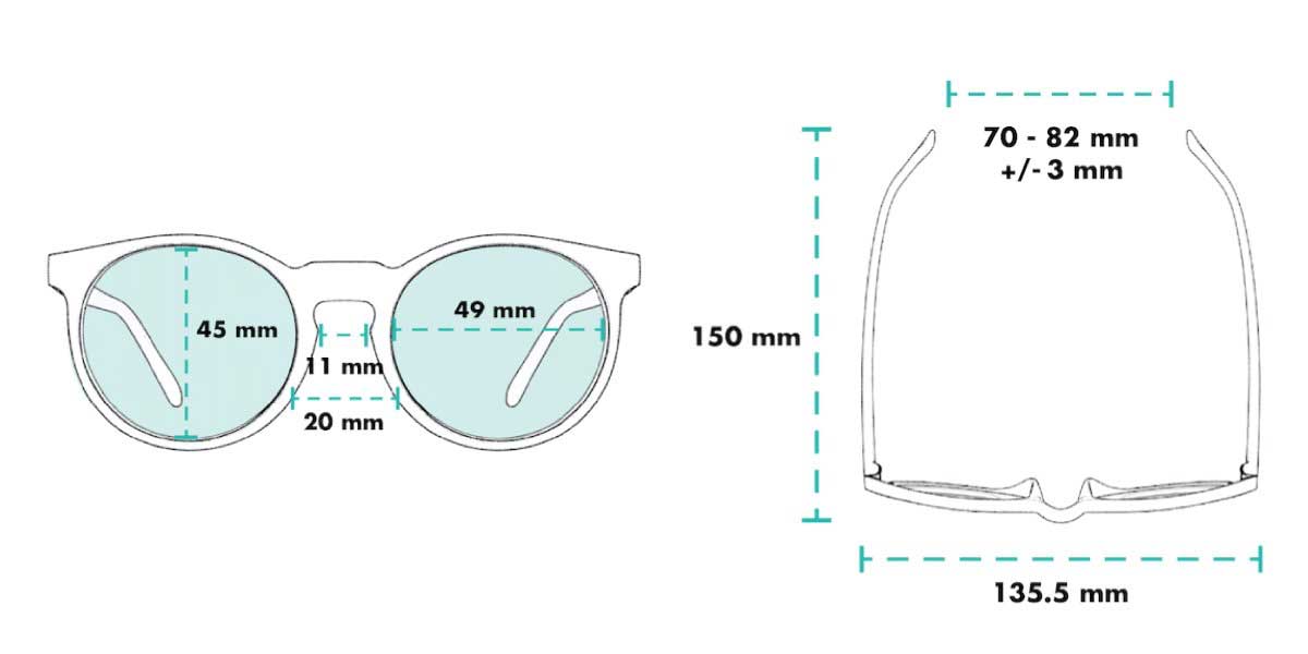 goodr circle gs frame dimension info