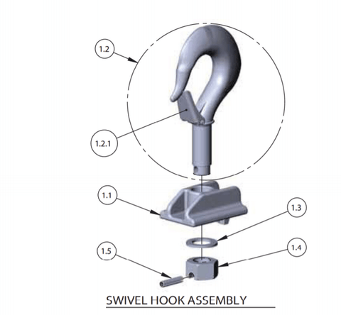 Lodestar Hoist Part- Swivel Upper Hook Lug Pin (983764)
